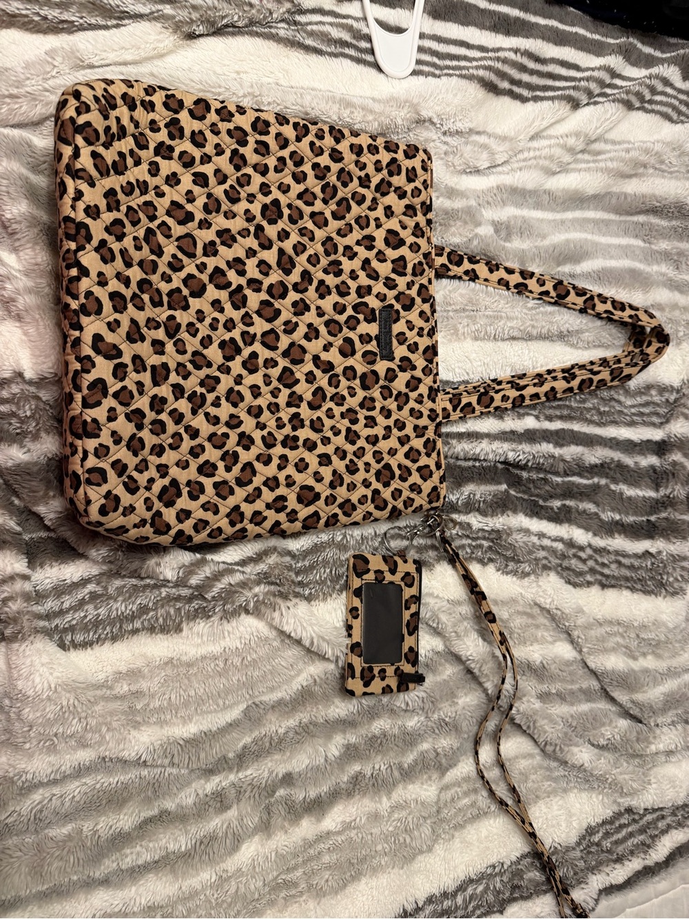 Vera Bradley Leopard Print Quilted Tote in Tan and Brown